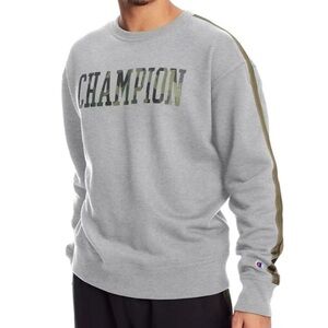Champion Men's Powerblend Fleece Camo Crewneck Sweatshirt with Taping